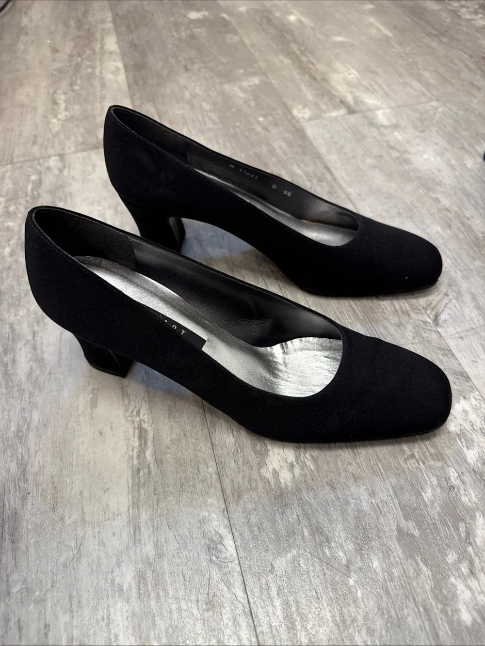 Stuart Weitzman Black Square-Toe Pumps